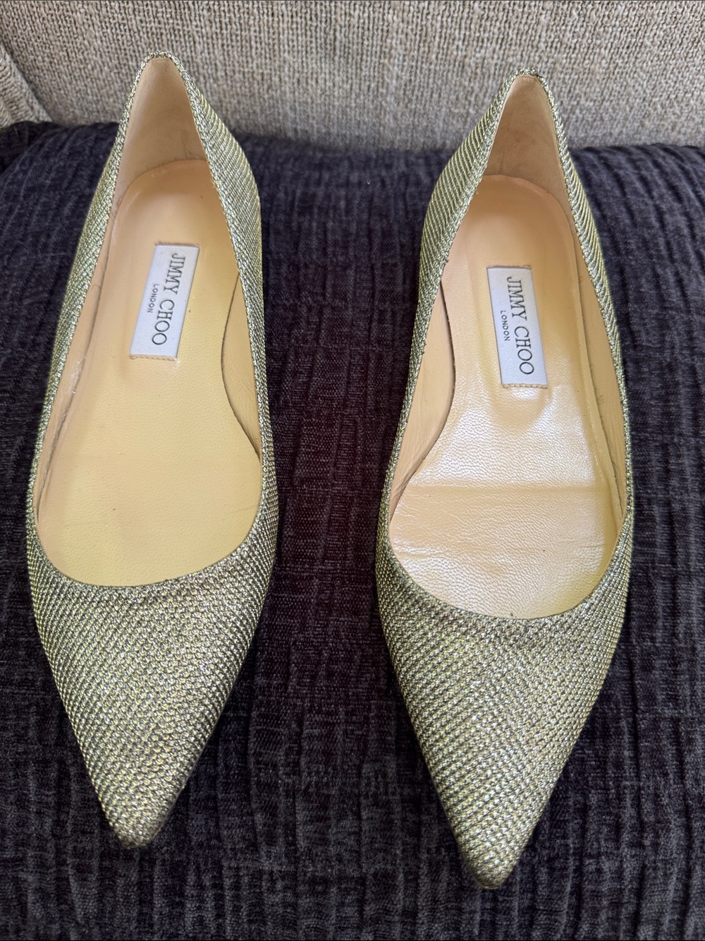 Jimmy Choo Alena Bronze Flats size 38.5